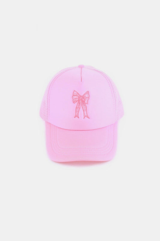 Ribbon Bow Embroidery Trucker Hat, Multi