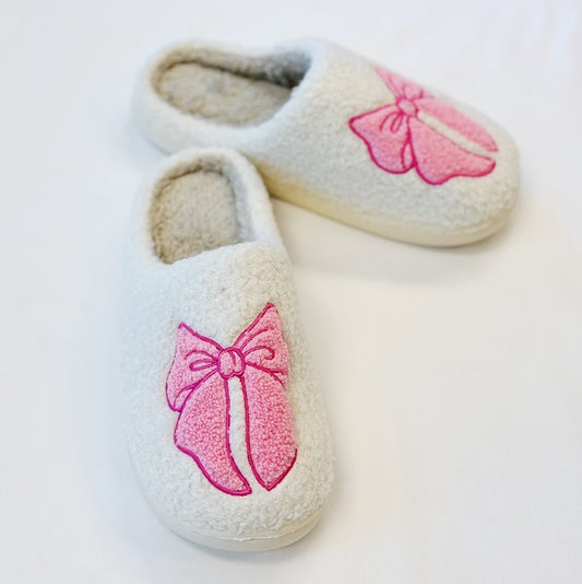 Cozy Bow Lounge Slippers, Pink