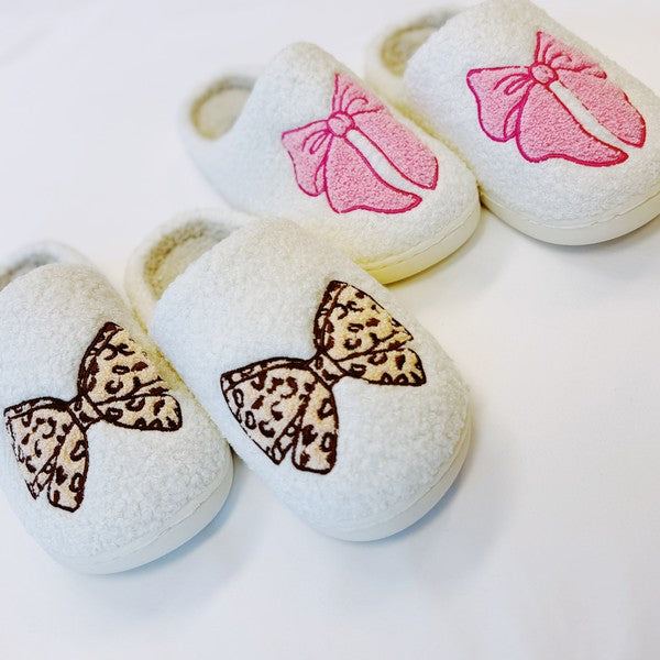 Cozy Bow Lounge Slippers, Pink