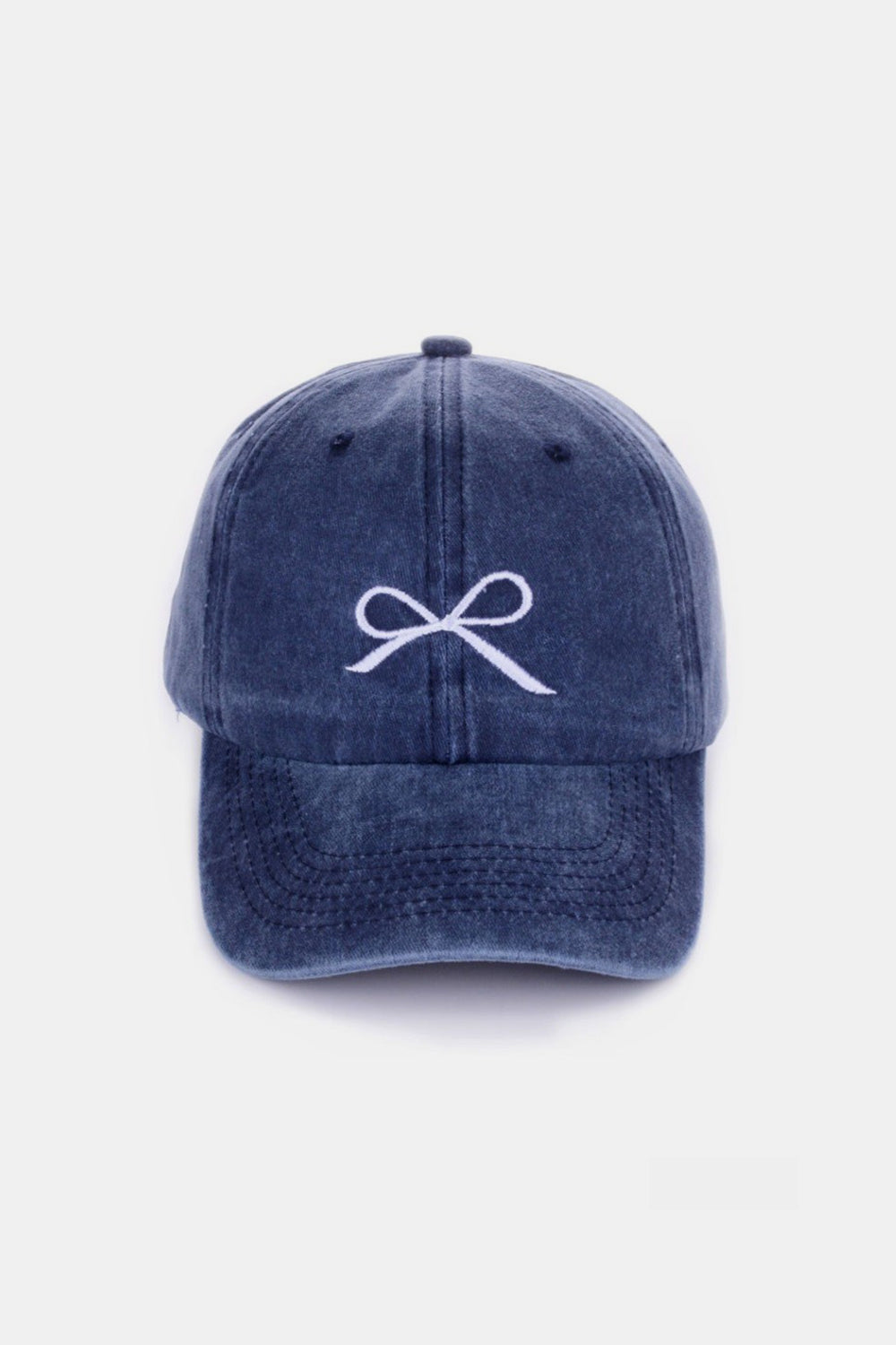 Bow Embroidered Washed Cotton Cap, Multi