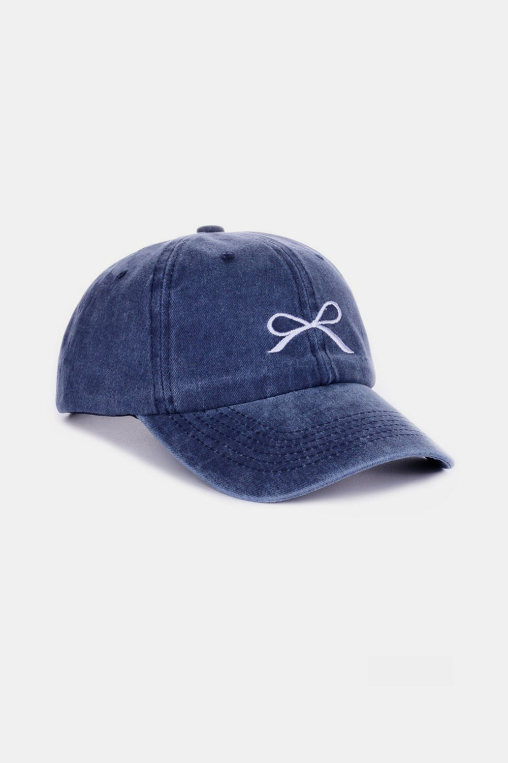 Bow Embroidered Washed Cotton Cap, Multi