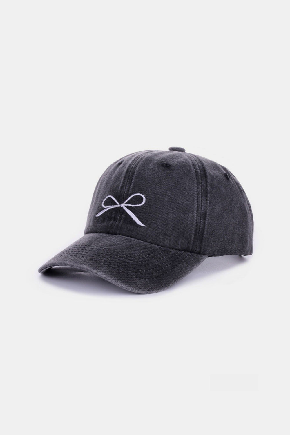 Bow Embroidered Washed Cotton Cap, Multi