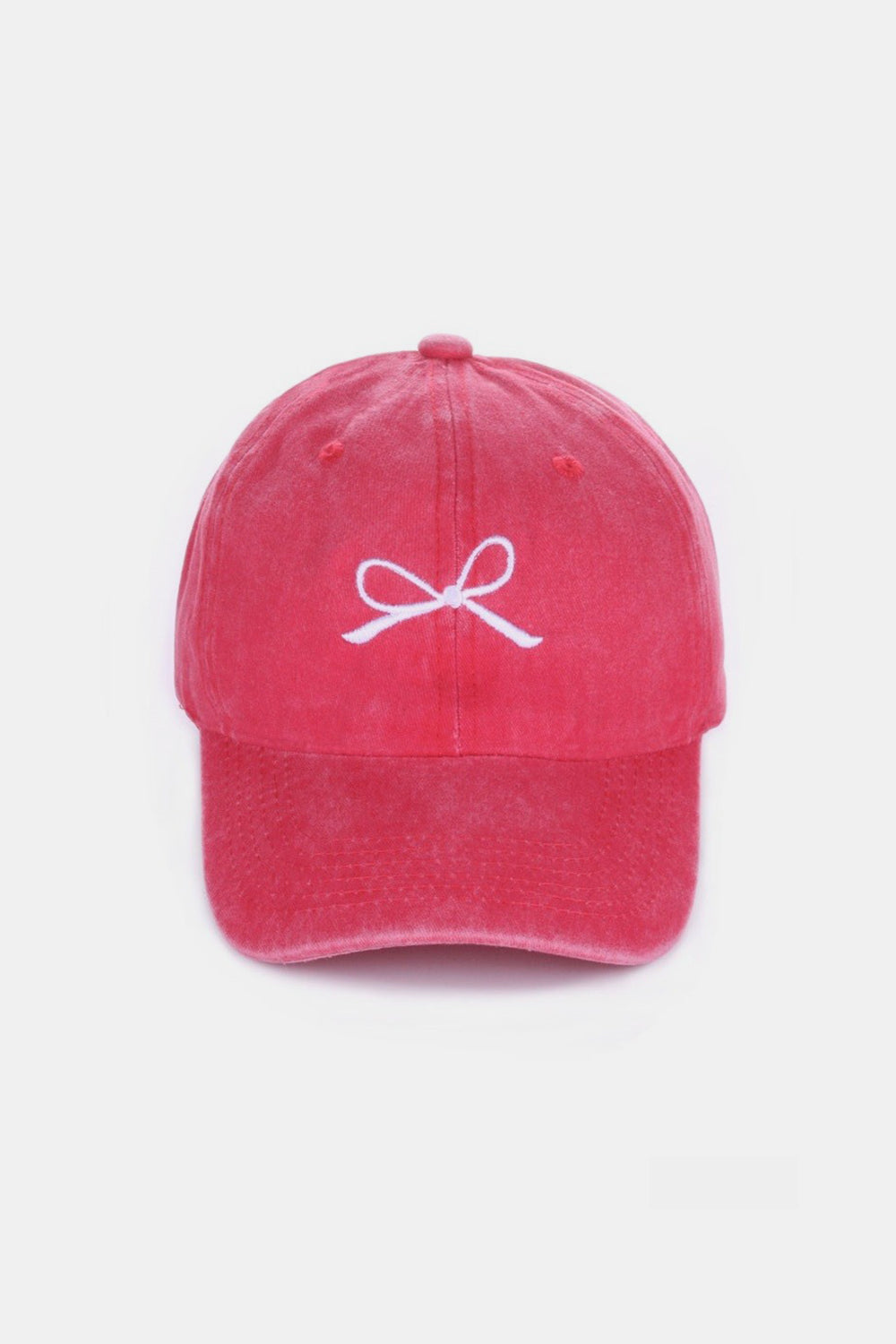 Bow Embroidered Washed Cotton Cap, Multi