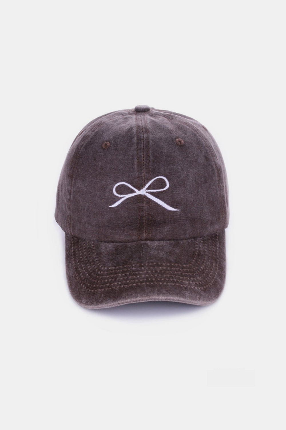 Bow Embroidered Washed Cotton Cap, Multi