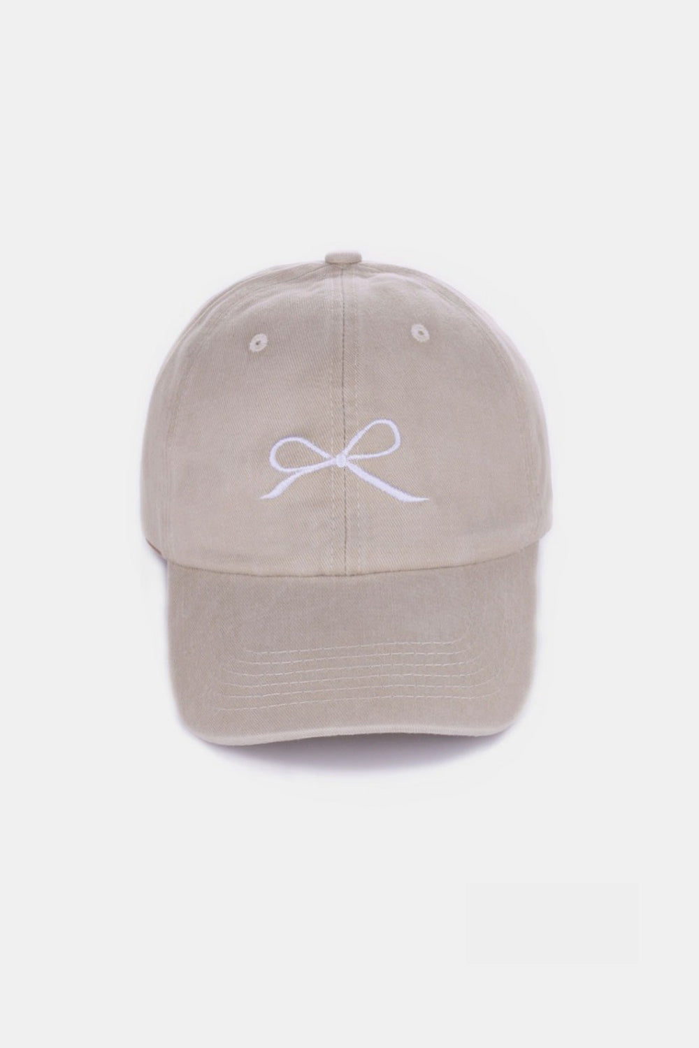 Bow Embroidered Washed Cotton Cap, Multi