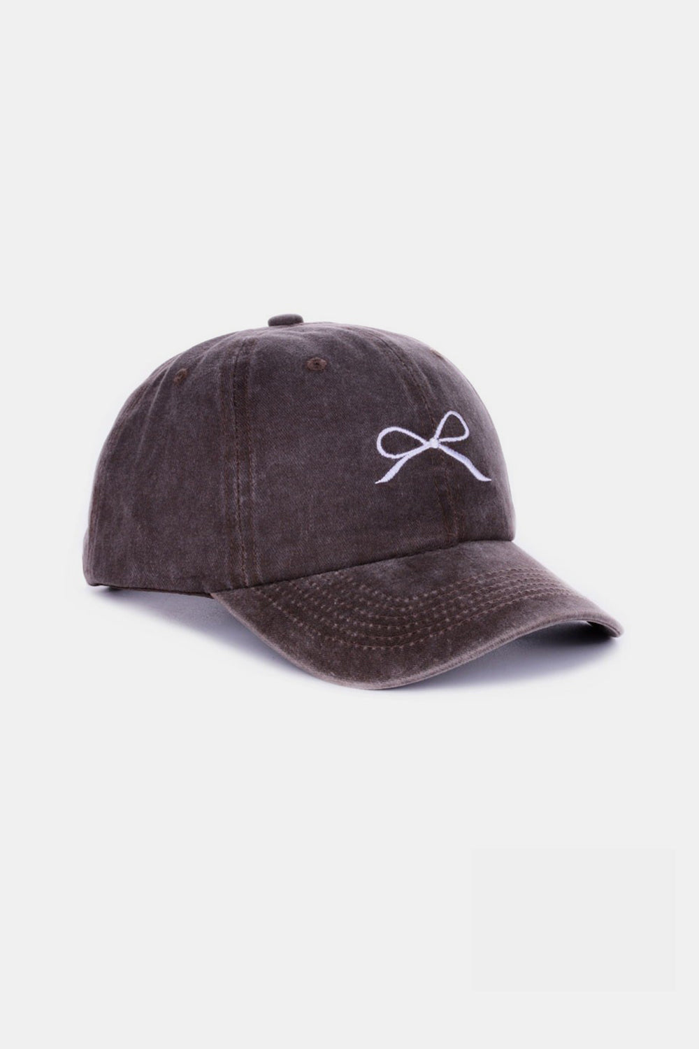 Bow Embroidered Washed Cotton Cap, Multi