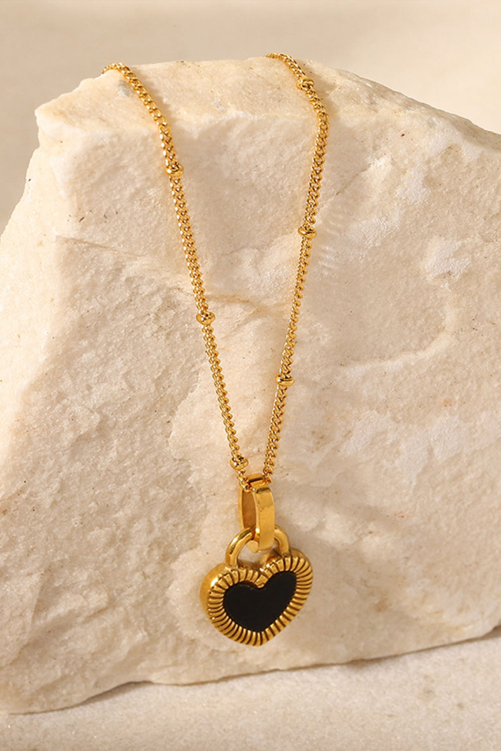 Contrast Heart Pendant Necklace, Gold