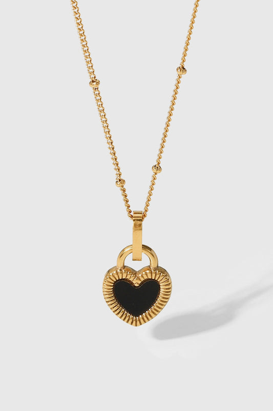 Contrast Heart Pendant Necklace, Gold