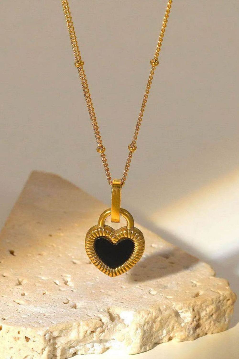 Contrast Heart Pendant Necklace, Gold